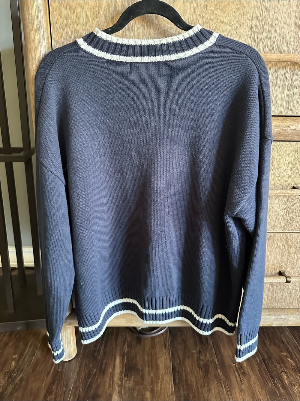 Thoughtfully LA JOLLA Navy & Cream V-Neck Sweater - Picture 2 of 4